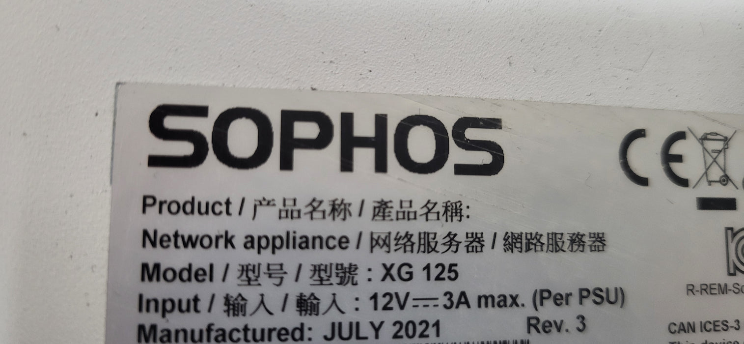 Sophos XG 125 Firewall Security Appliance VPN Router No HDD/SSD