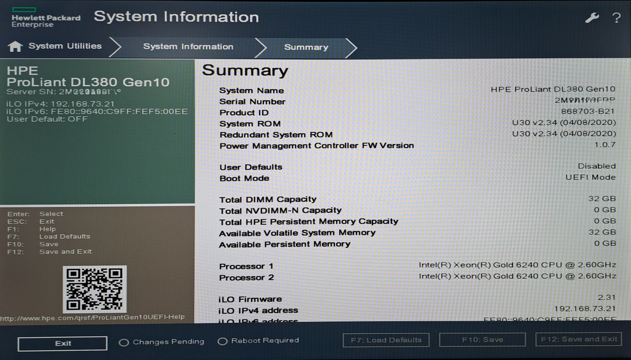 HPE ProLiant DL380 Gen10 8x 2.5"| 2x Xeon Gold 6240 @2.60GHz, 32GB DDR4, P408i-p
