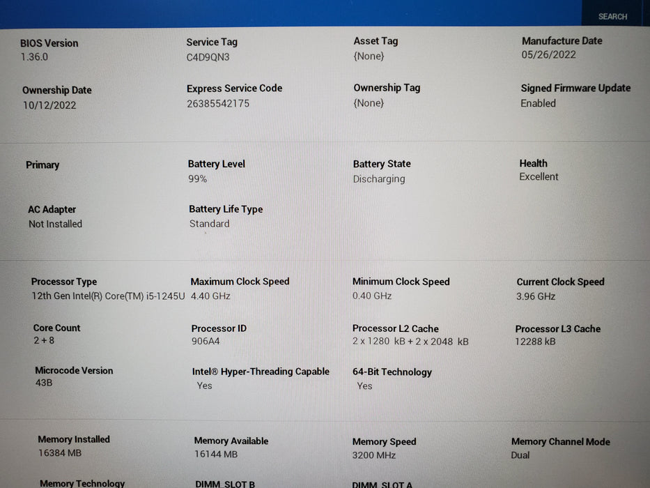 Dell Latitude 5430 TOUCH i5-1245U 16GB DDR4 256GB NVMe