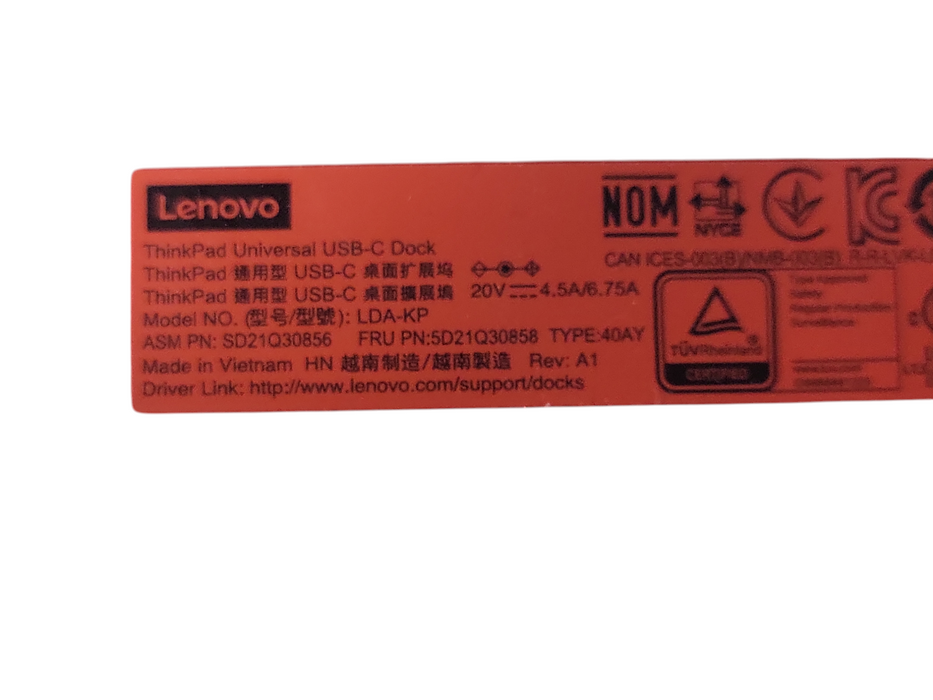 Lot of 4x Lenovo ThinkPad Universal USB-C Dock 3x Type 40AY and 3x 40AS