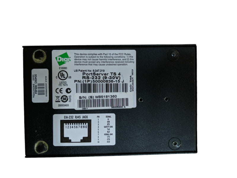 Digi PortServer TS4 POS RS-232 Serial to IP Ethernet Network 4 Device Server