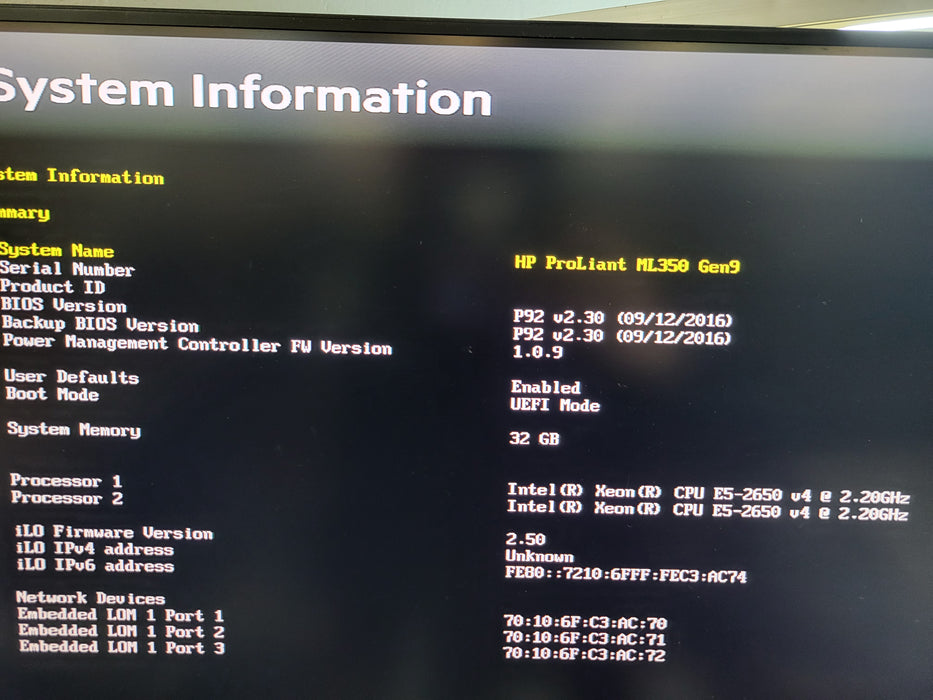 HP ProLiant ML350 Gen9 - 2x Xeon E5-2650 v4 32GB DDR P440ar 2x800W