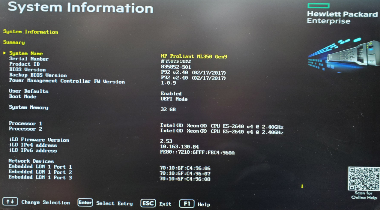 HP ProLiant ML350 Gen9 - 2x Xeon E5-2640 v4, 32GB DDR4, P440ar - No HDD