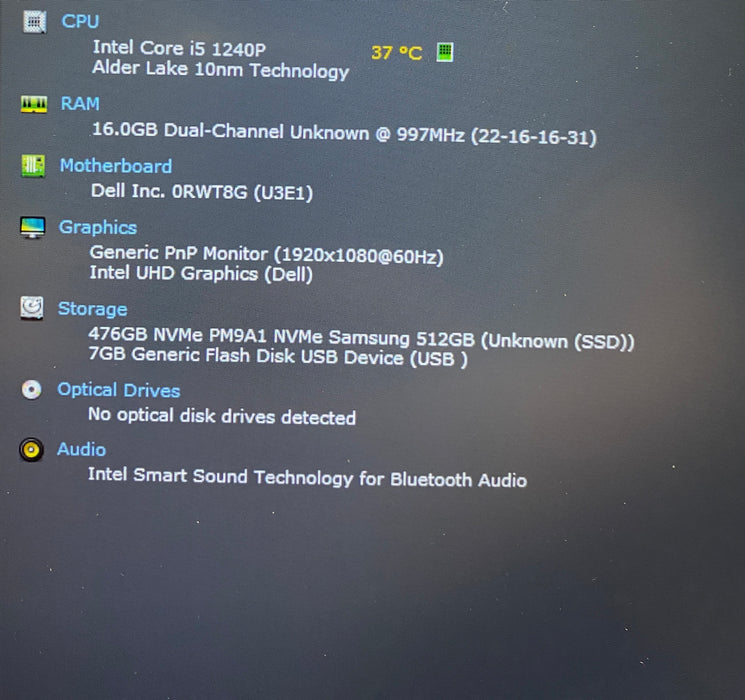 Dell Latitude 5431 Core i5-1240P 16GB RAM 512GB SSD No Power Adapter READ
