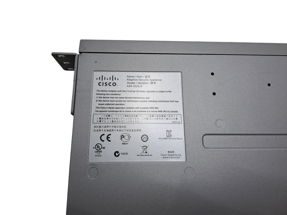 Cisco ASA-5525-X Adaptive Security Appliance w/ VPN Premium License | No SSD