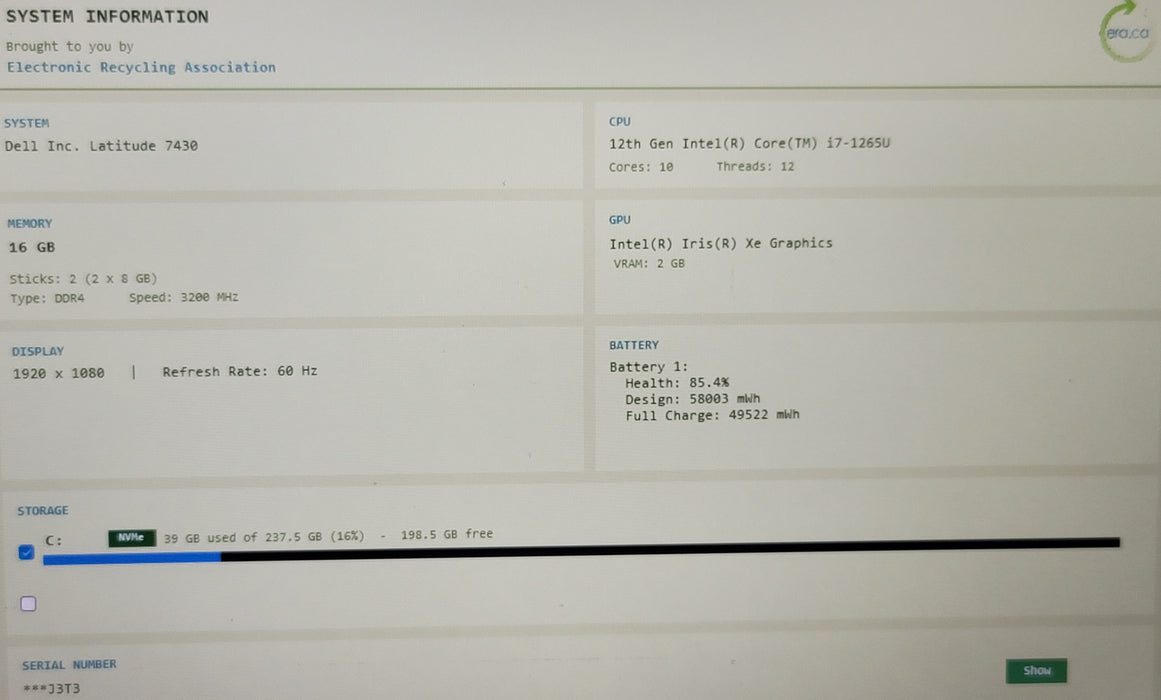 Dell Latitude 7430 i7-1265U 16GB DDR4 2526GB NVMe