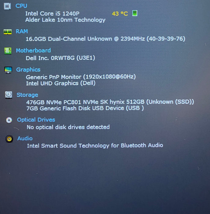 Dell Latitude 5431 Core i5-1240P 16GB RAM 512GB SSD No Power Adapter READ