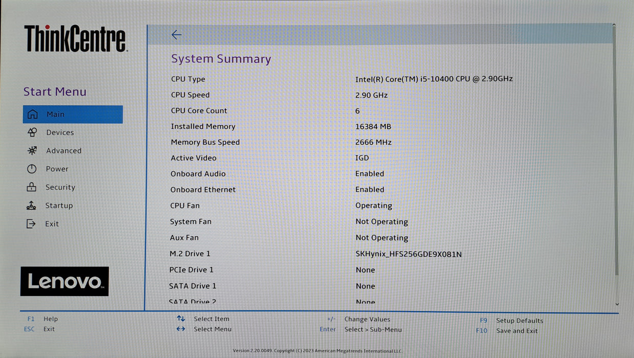 Lenovo ThinkCentre M70s | Intel Core i5-10400 @2.90GHz, 16GB DDR4, 256GB NVMe