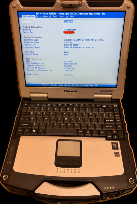Panasonic ToughBook CF-31 TOUCH i5-5300U 12GB RAM No HDD 12660Hrs READ