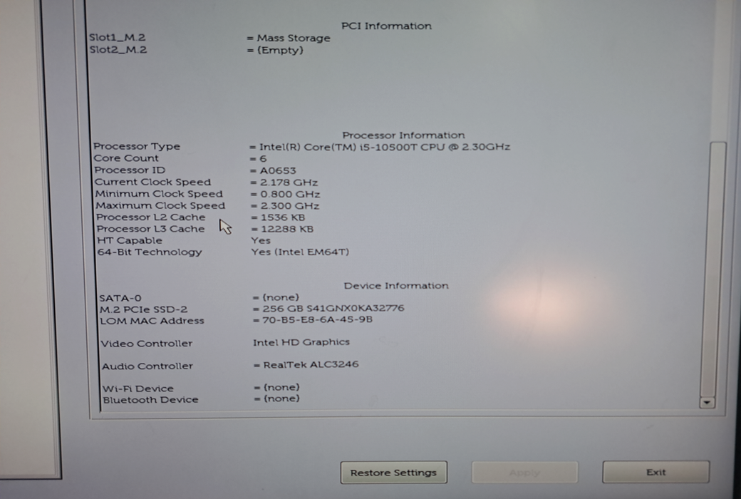 Dell Optiplex 3080 Micro | i5-10500-T @ 2.30Ghz | 16GB | 256GB NVME