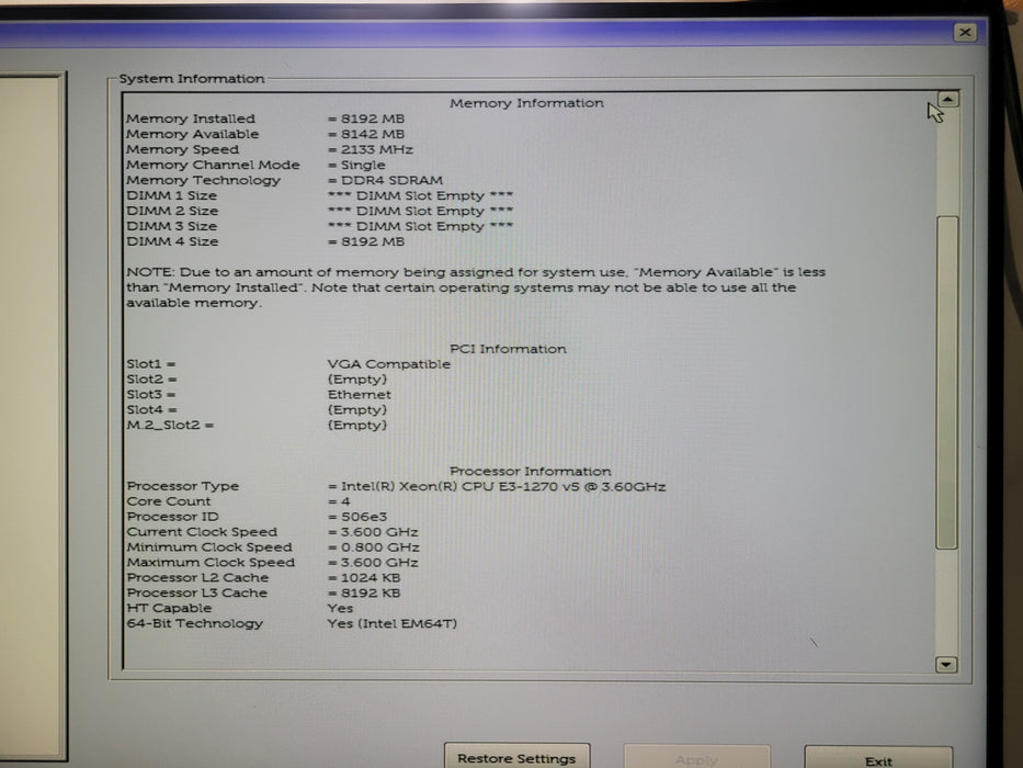 Dell Precision Tower 3620 | E3-1270 v5 @3.60GHz 8GB DDR4 | NO HDD