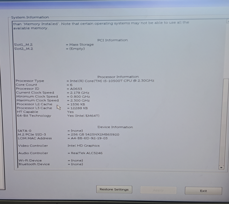 Dell Optiplex 3090 Micro | i5-10500-T @ 2.30Ghz | 16GB | 256GB NVME