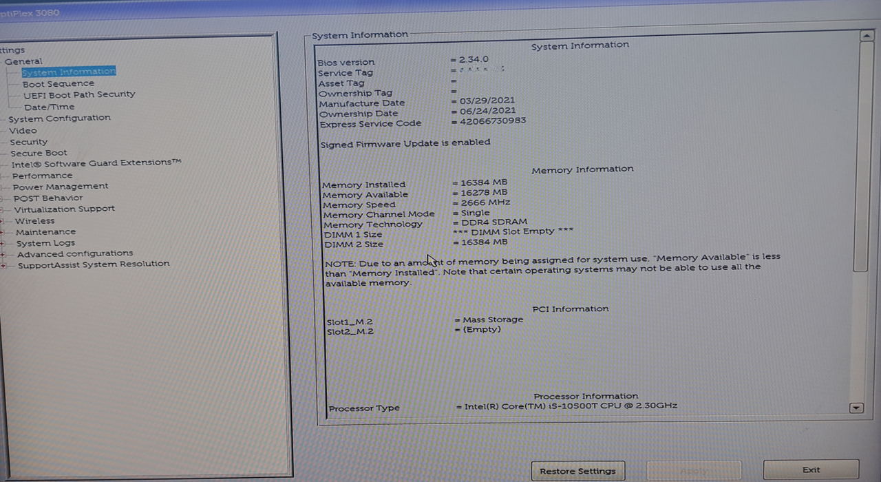 Dell Optiplex 3080 Micro | i5-10500-T @ 2.30Ghz | 16GB | 256GB NVME READ