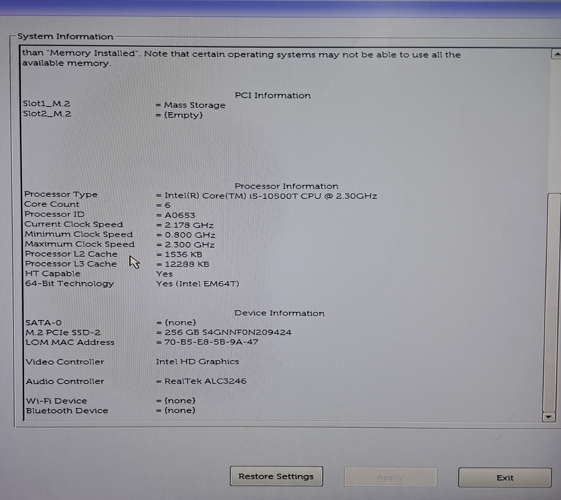 Dell Optiplex 3080 Micro | i5-10500-T @ 2.30Ghz | 16GB | 256GB NVME READ