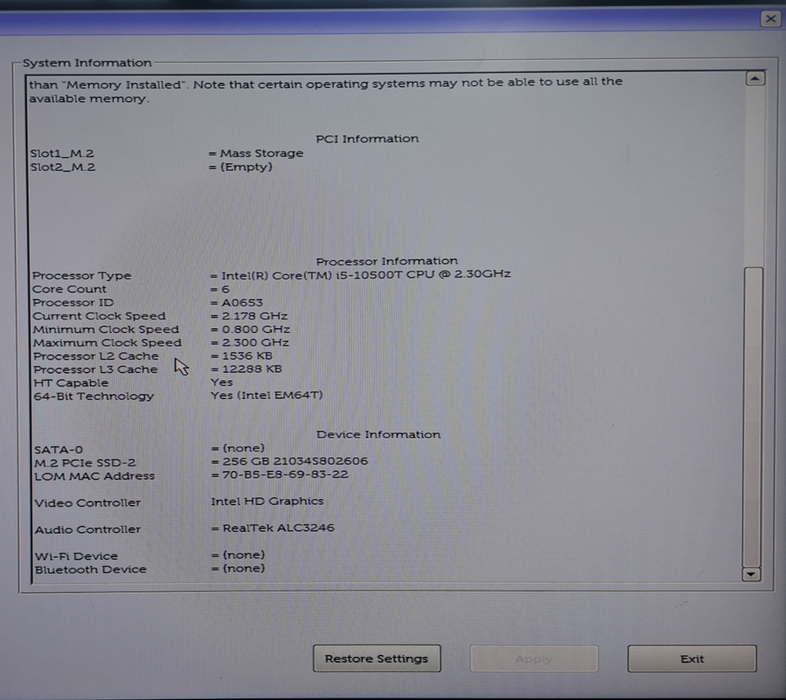 Dell Optiplex 3080 Micro | i5-10500-T @ 2.30Ghz | 16GB | 256GB NVME