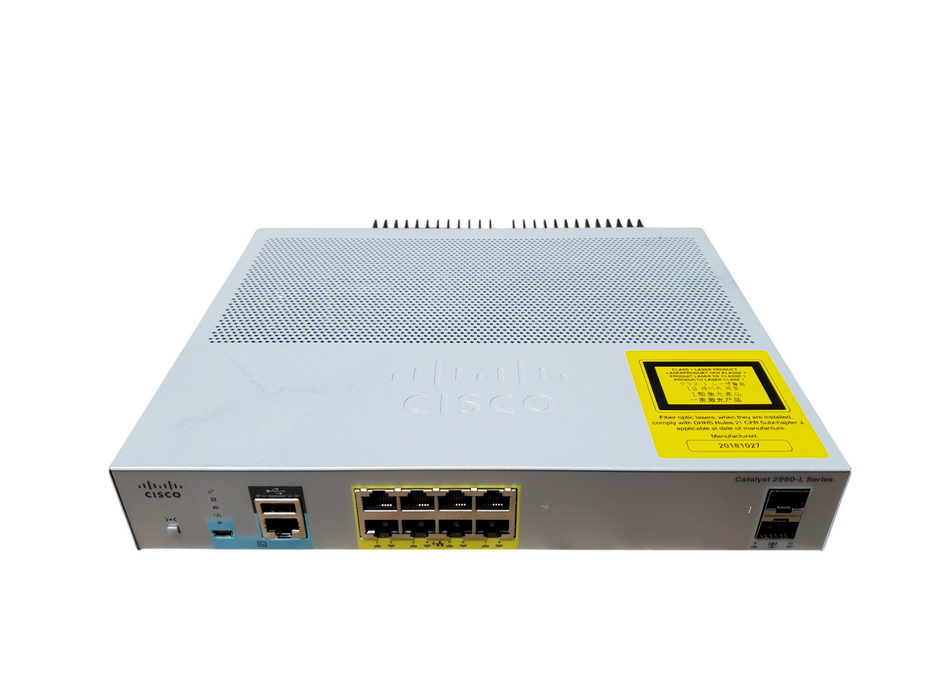 Cisco WS-C2960L-8PS-LLv01, 8-Port Gigabit PoE+ 2x SFP Silent Managed Switch