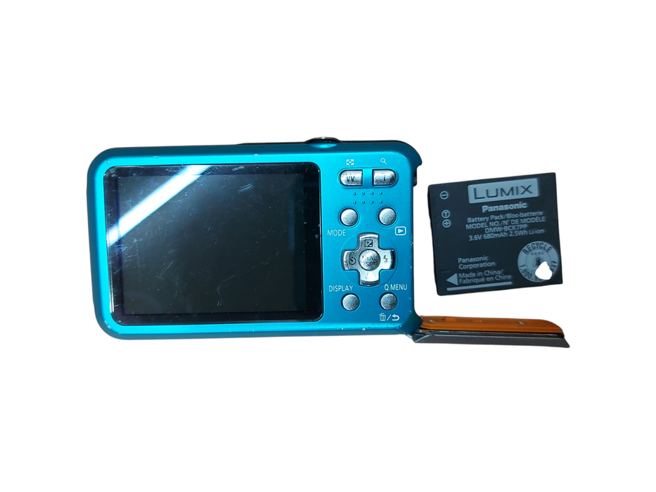 Panasonic Lumix DMC-TS20 16.1MP Digital Camera Blue with Battery