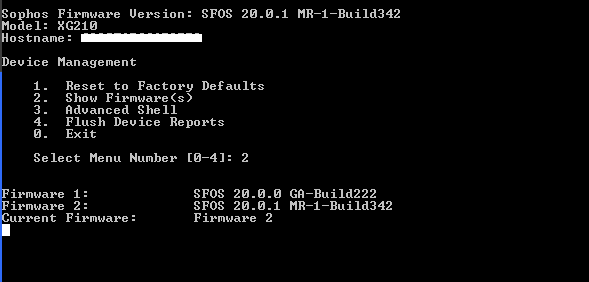 Sophos XG 210 Firewall Security Appliances, Factory Reset