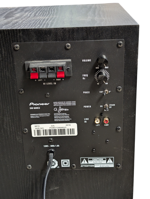 Pioneer SW-8MK2 Andrew Jones Powered Subwoofer