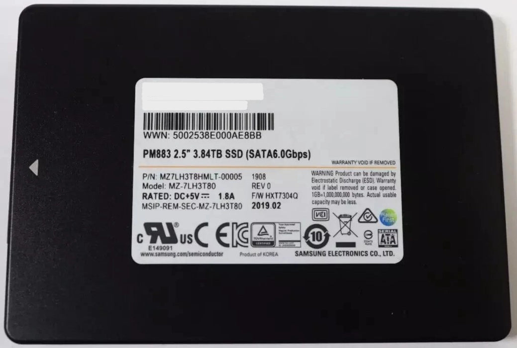 3.84TB SATA 2.5" 6Gb/s  Samsung PM893 Series SSD - MZ-7L33T80