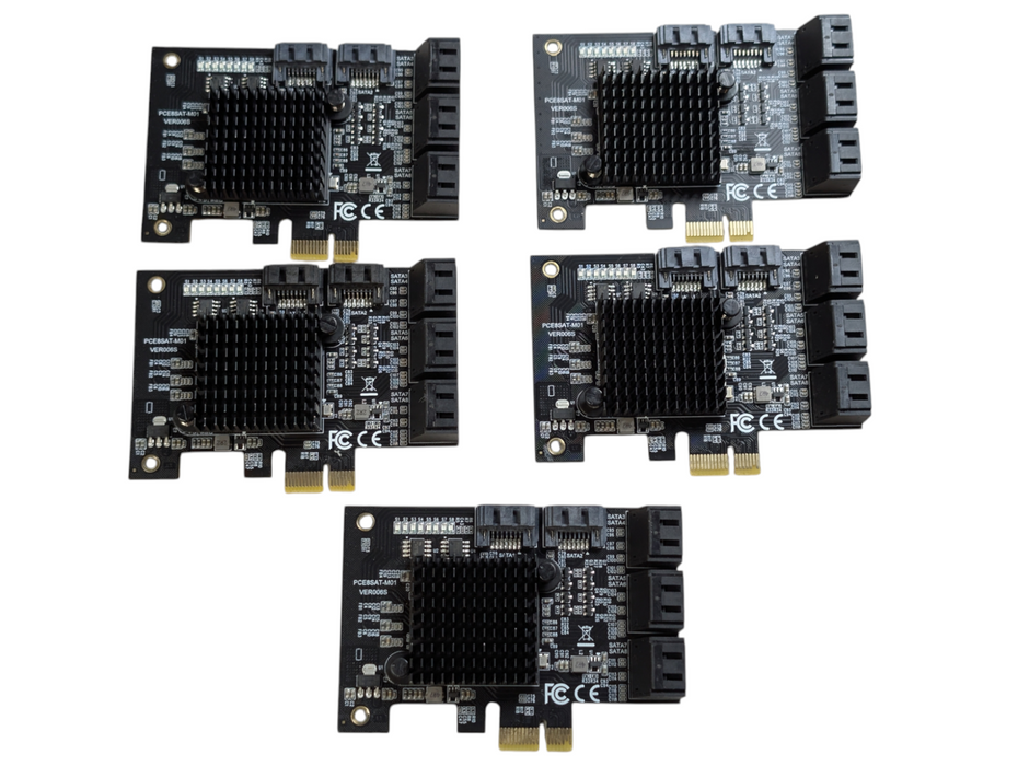 Lot of 5x PCIe 1x to 8x SATA Adaptor