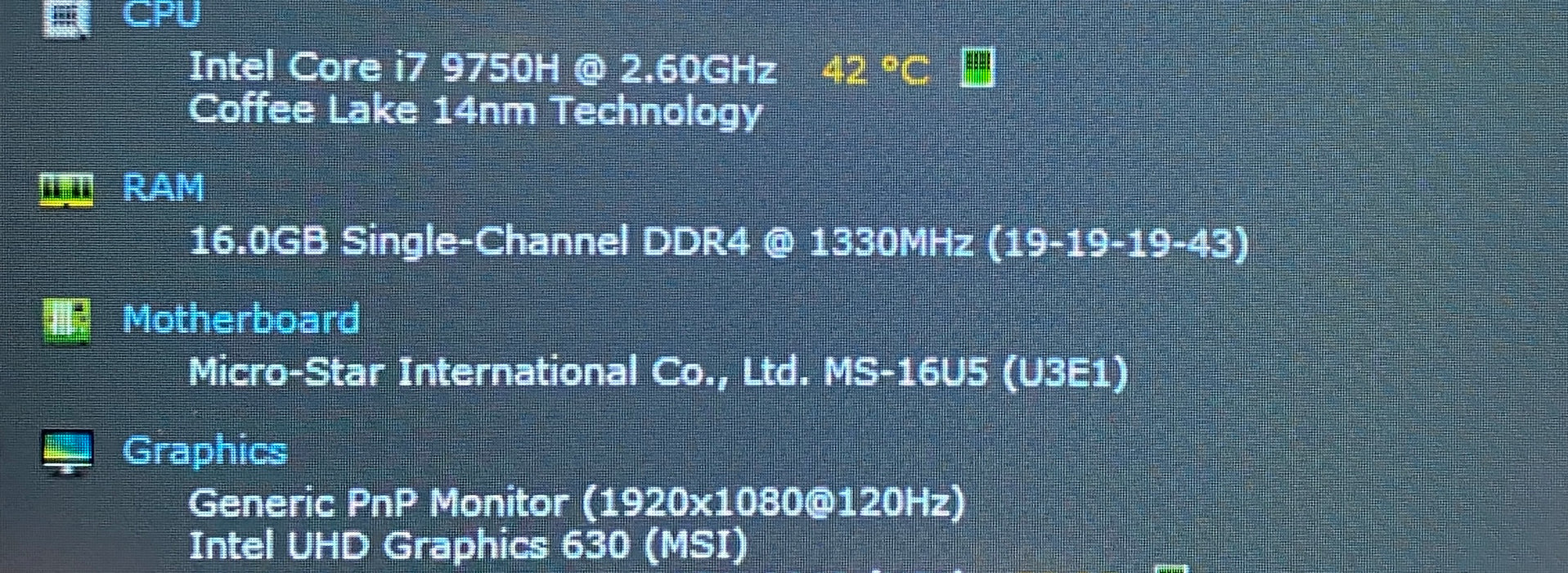 MSI GL65 95E i9-9750H RTX2060 6GB GPU 16GB RAM 512GB SSD READ