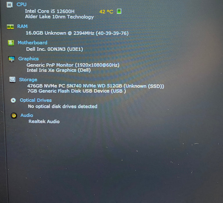 Dell Latitude 5531 Core i5-12600H 2.20 vPRO 16GB RAM 512GB SSD No Power Adapter