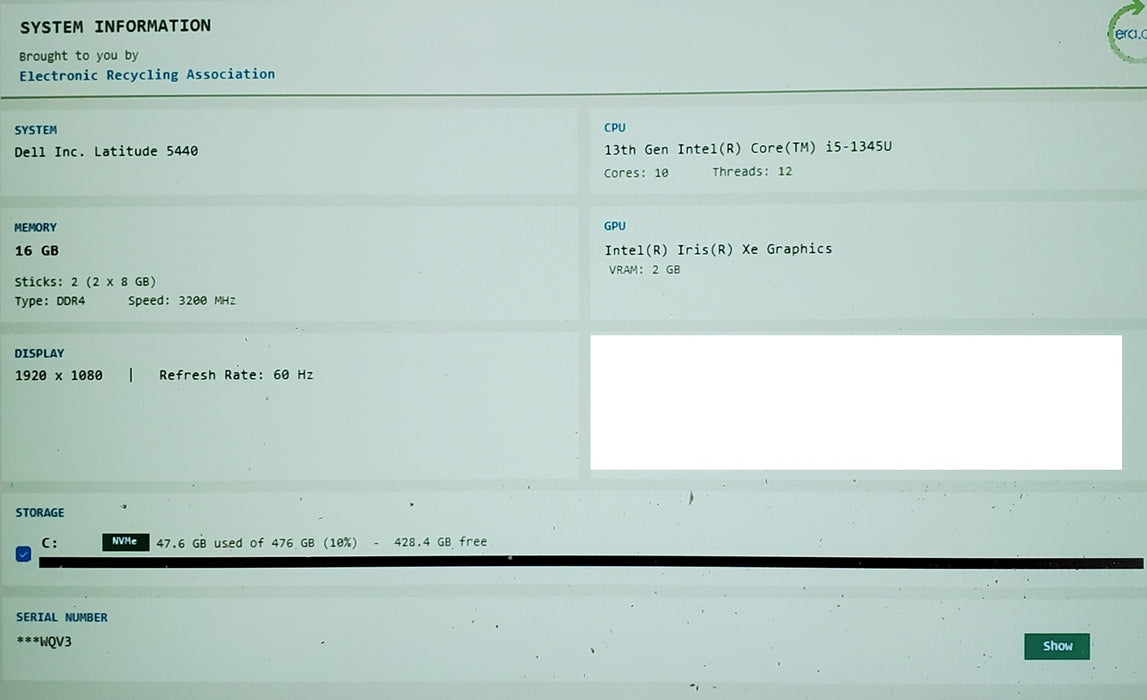 Dell Latitude 5440 i5-1345U 16GB DDR4 256GB NVMe READ