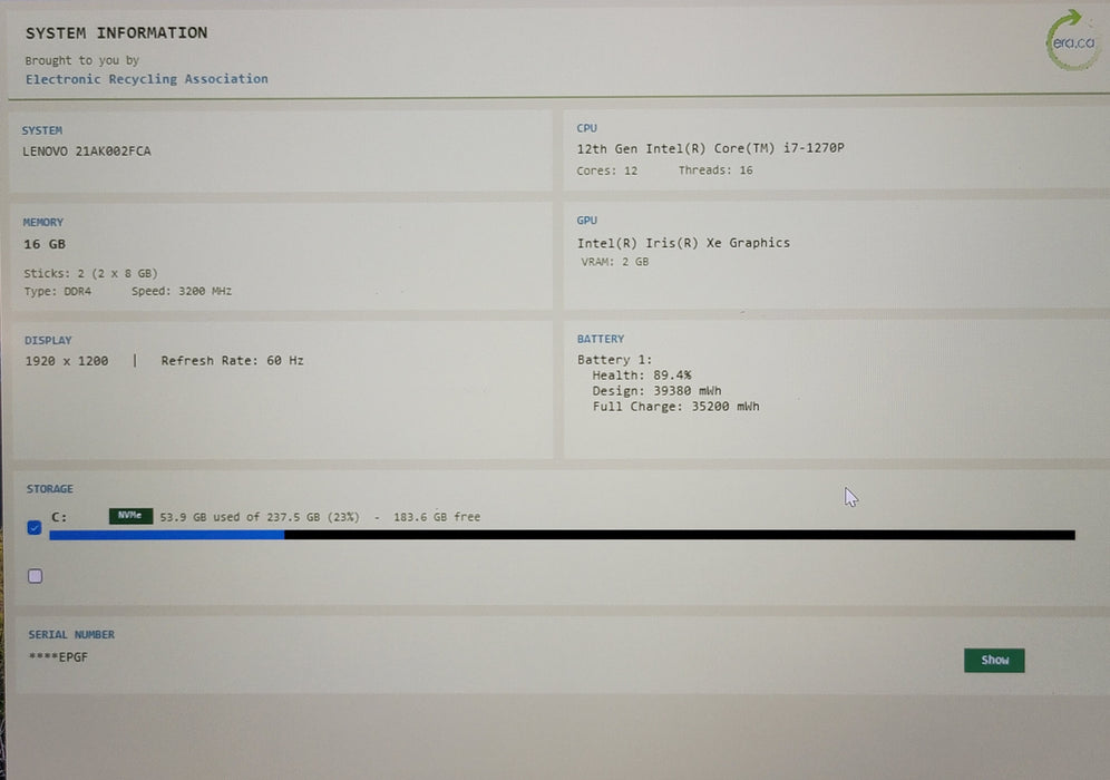 Lenovo ThinkPad P14s Gen 3 i7-1270P 16GB DDR4 256GB NVMe