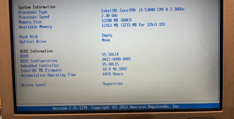 Panasonic ToughBook CF-31 TOUCH i5-5300U 12GB RAM No HDD 6410Hrs READ