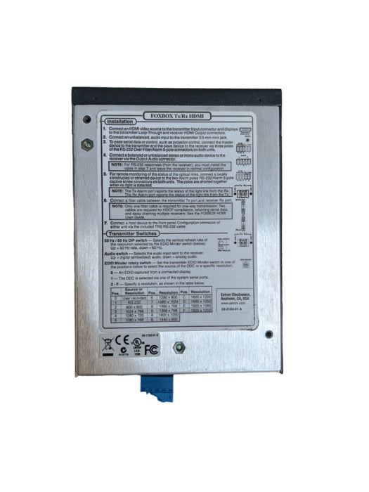 Extron Foxbox HDMI Tx/Rx Set Single Mode Fiber Extender Q