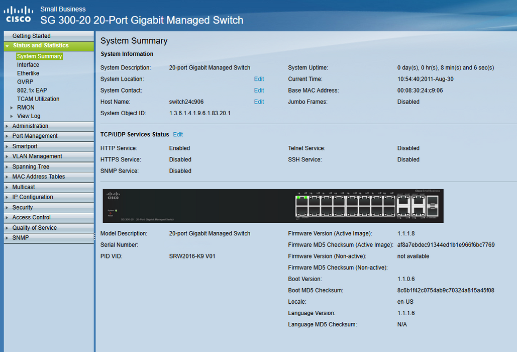 Cisco Small Business SG 300-20 20-Port Gigabit Managed Switch