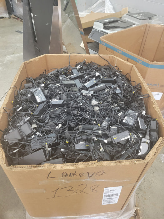 Bin of approx 1328Lbs Assorted Lenovo Laptops AC adapters (AS-IS)