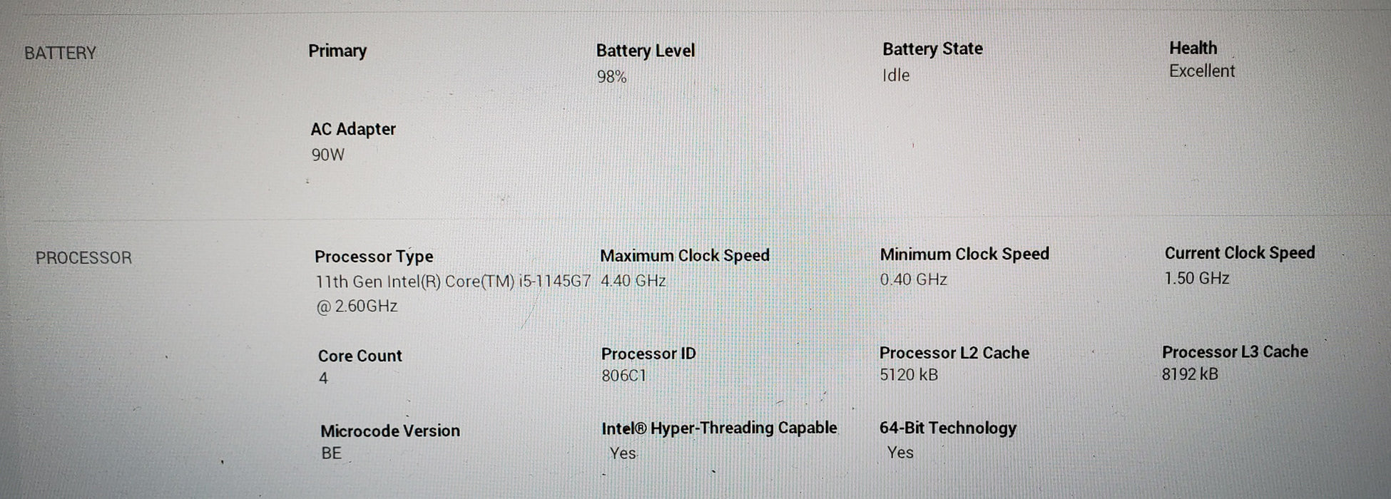 Dell Latitude 5420 i5-1145G7 16GB 256GB SSD READ