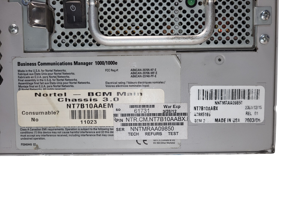 Nortel 1000E BUSINESS COMMUNICATIONS MANAGER No HDD