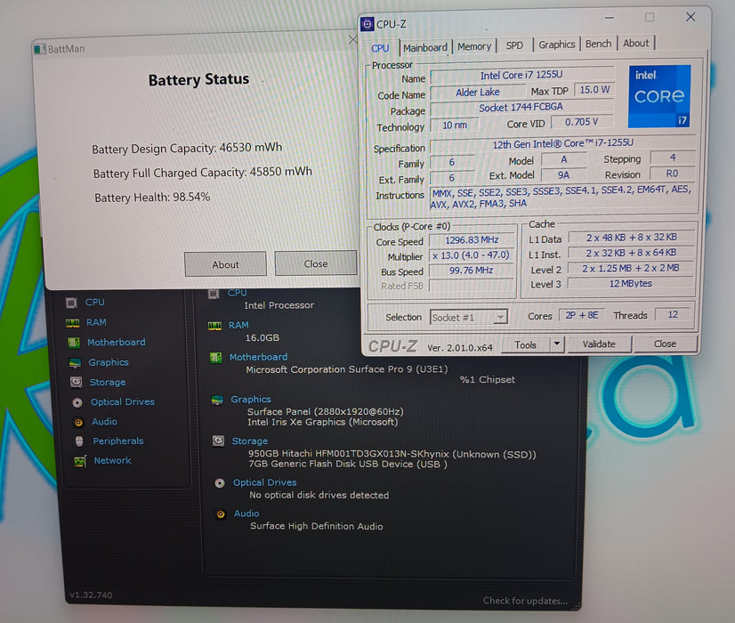 Microsoft Surface Pro 9 2038 i7-1255U 16GB RAM 1TB NVMe