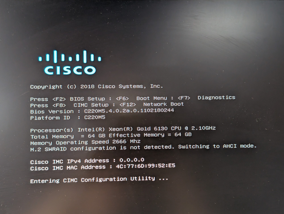 Cisco C220 M5 HyperFlex server 2x Intel Xeon GOLD 6130 64GB RAM
