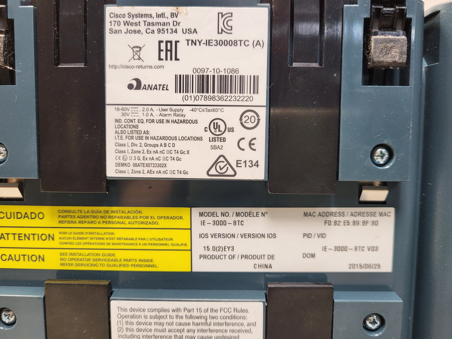 Cisco IE-3000-8TC Industrial 8-Port Switch 10/100, SFP, L2 with Power Supply
