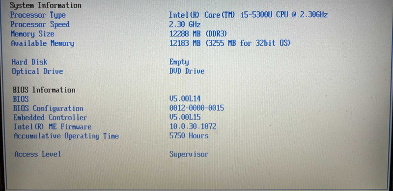 Panasonic ToughBook CF-31 TOUCH i5-5300U 12GB RAM No HDD 5750Hrs READ