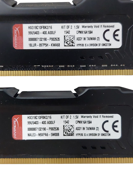 2-Kingston Ram DDR3 16GB Hyper X Fury HX318C10FBK2/16 Kit of 2 99U5403-400.A00LF