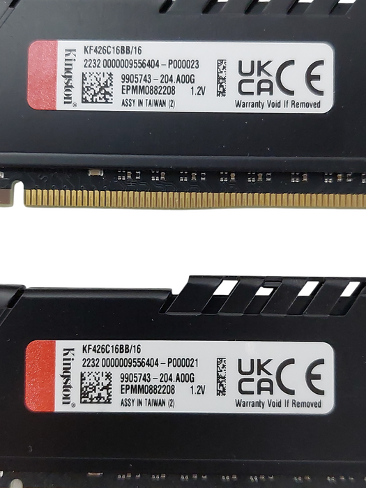 2- Kingston Fury Beast DDR4 16 GB Ram KF426C16BB/16