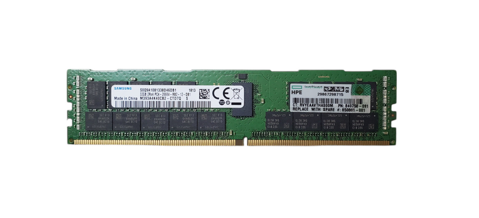 HP OEM Samsung 32GB 2Rx4 PC4-2666V-RB2-12 DDR4 Server RAM | M393A4K40CB2-CTD7Q