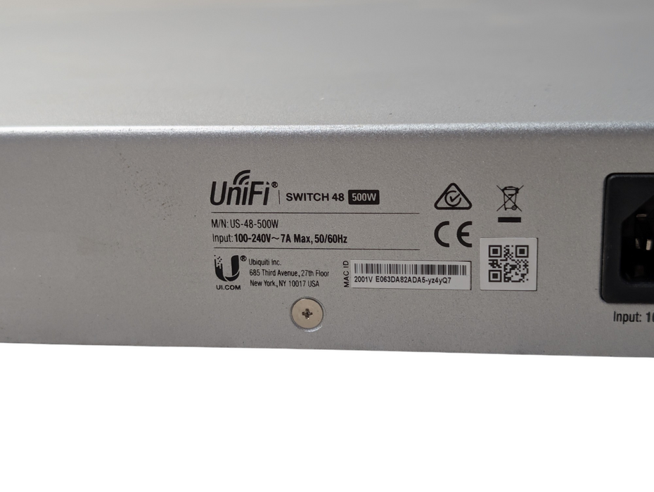 Ubiquiti Networks UniFi Switch 48 500W US-48-500W 48 Port Gigabit PoE SFP+