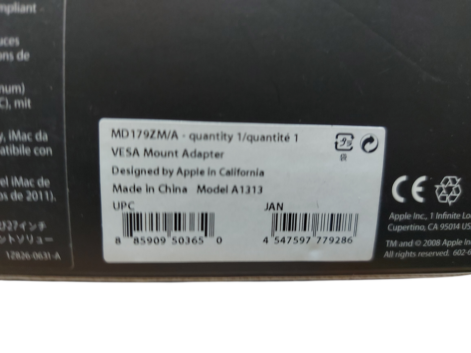 Apple VESA Mount Adapter A1313 MD179ZM/A Silver thunderbolt display Cinema