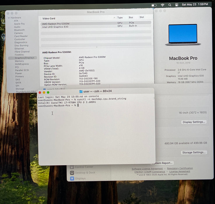 Apple MacBook Pro 16" 2019 i7-9750H Radeon 5300M GPU 16GB RAM 512GB SSD READ!