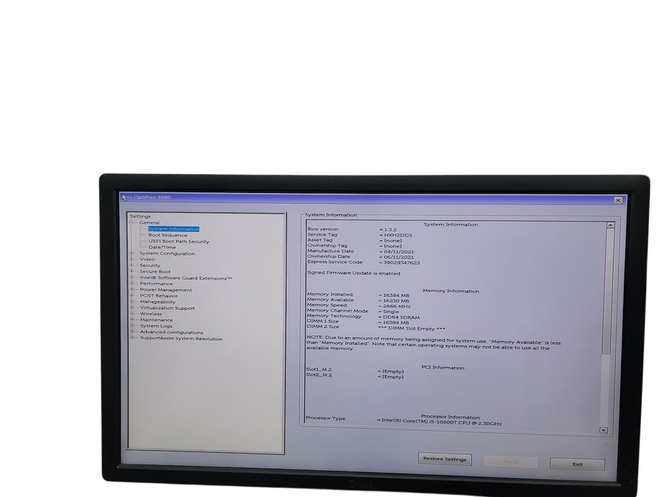 Dell Optiplex 5080 Micro i5 - 10500T @ 2.30GHz 16GB DDR4 Ram No HDD