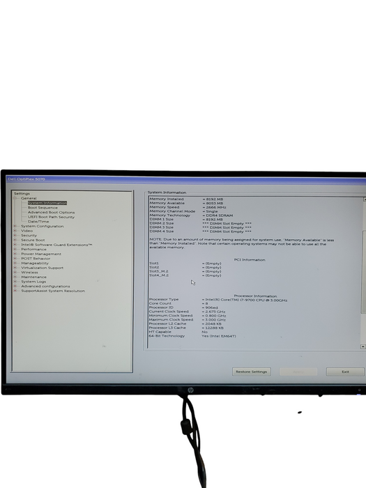 Dell OptiPlex 5070 SFF Intel Core i7-9700 CPU 8GB RAM