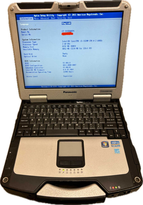 Panasonic ToughBook CF-31 TOUCH i5-3320M 8GB RAM No HDD 12040Hrs. READ