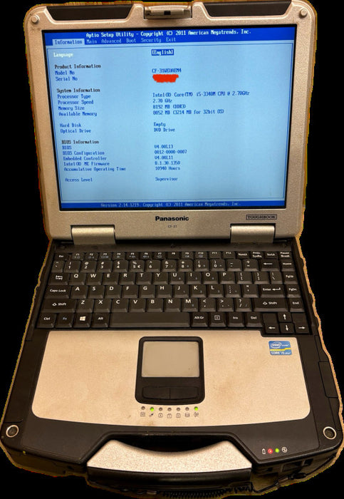 Panasonic ToughBook CF-31 TOUCH i5-3340M 8GB RAM No HDD 10940Hrs. READ