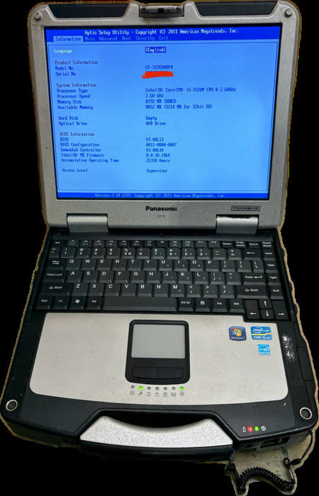 Panasonic ToughBook CF-31 TOUCH i5-3320M 8GB RAM No HDD 25310Hrs. READ